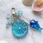 ジンベエザメチャーム付き marineblue♬.*ﾟスライスオレンジキーホルダー
