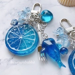 ジンベエザメチャーム付き marineblue＆blue♬.*ﾟスライスオレンジキーホルダー