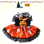  犬服  ハロウィンワンピース  サテンスパイダースカート　黒　送料無料　hnk01