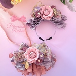インド刺繍リボン🎀カチューシャ&チョーカーセット🎀robe🎀ラベンダー&くすみピンク🩷💜
