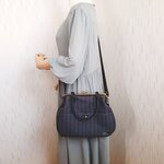 【moriyan0810様専用】ヘリンボーンストライプがま口バッグ♪（G）