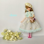 リカちゃん服　ブライス服　マーガレットの咲く庭でつかまえて🌼空色