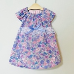 【SALE】Sサイズ★フラワー&リボン柄ワンピース（パープル）