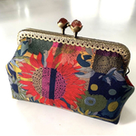 リバティ　向日葵のがま口ポーチ