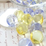 2color set【40個/14㍉】【ba-b-180】❁カラー鈴丸ビーズ❁ブルー×イエロー❁
