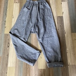 サルエルロングパンツ　綿麻ヒッコリー