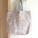 私のお出かけトートバッグ☆花柄＆レース生地・ラベンダー9080②・サブバッグ・エコバッグ