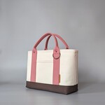 Mslim   チョコ×くすみピンク×生成    トートバッグ  帆布
