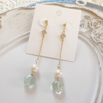 ブルーフローライト ＆ 貝パールピアス♡