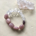 ストロベリークォーツ と ルビー と 水晶  のブレスレット★　ゴムブレス　天然石