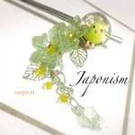 Japonism.323 簪 大和撫子 セキセイインコ いんこ イエロー 鳥籠 かんざし 和風 インコ 小鳥 浴衣 着物