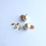 選べるポストピアス cottonpearl×stone  チャームピアス[スモーキーオレンジ]