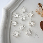 在庫限り【12個】18mmメタル花芯　シルバー　穴あき　穴有り　貼り付け　センターパーツ