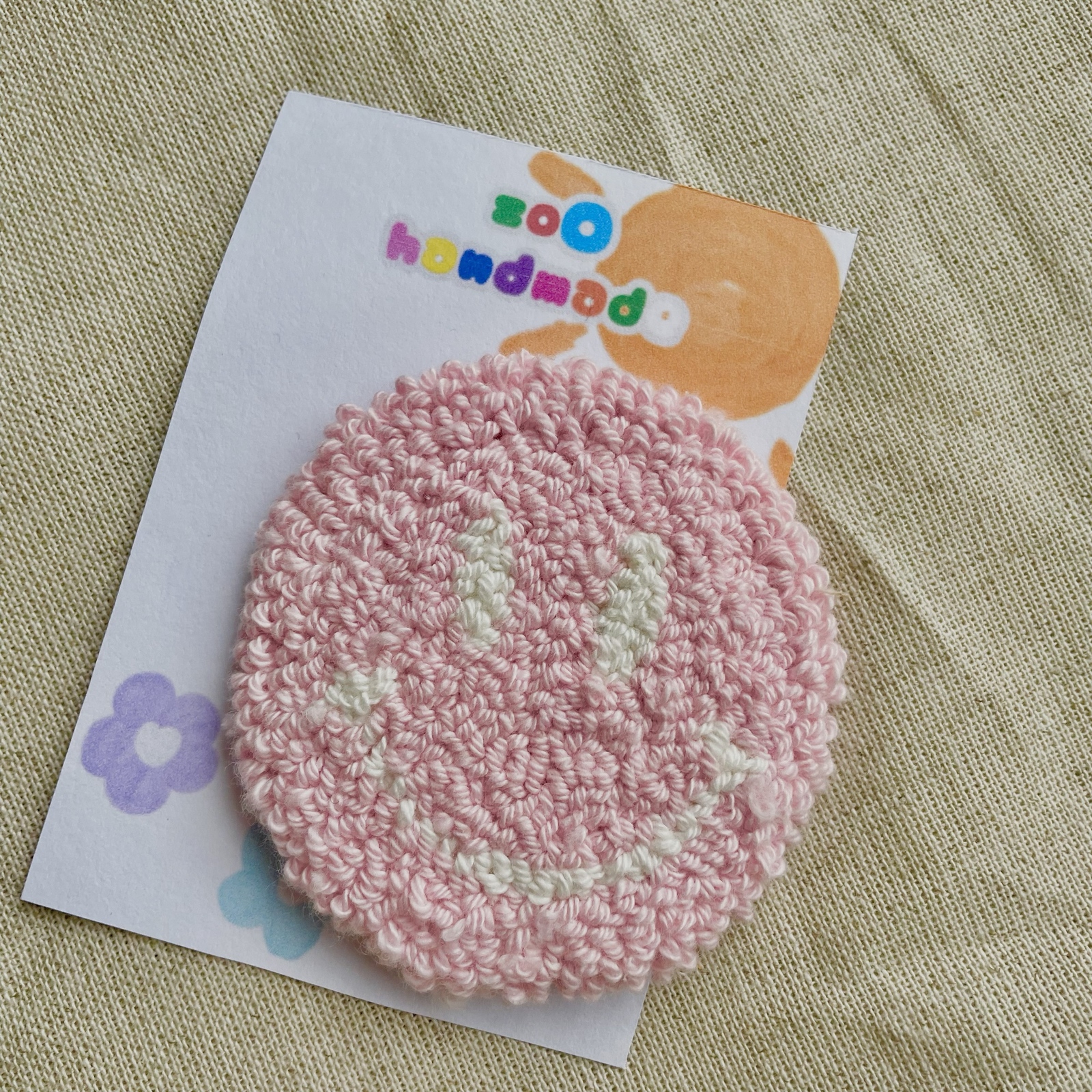 ♡もこもこニコちゃんコースター♡ワッペン ストラップ チャーム/刺繍