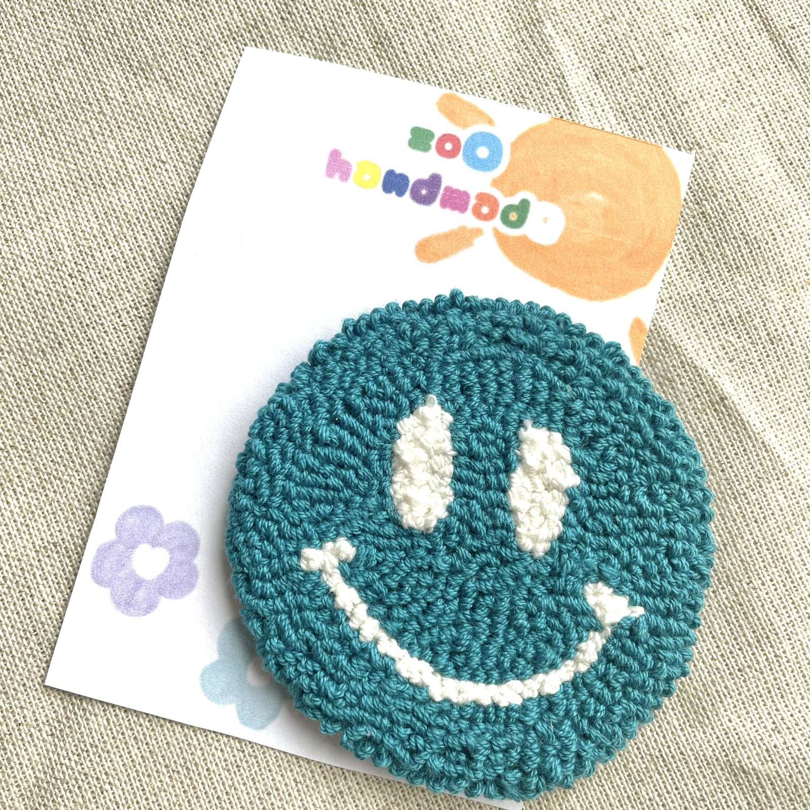 ♡もこもこニコちゃんコースター♡ワッペン ストラップ チャーム/刺繍