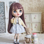 ブライスアウトフィット　小花柄ワンピースコーデセット（イエロー×ブルー）