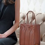 【限定色】中世ゴシック建築モチーフの「カテドラルバッグ1C」（本革製）／ブラウン brown cathedral bag