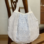 ナチュラル**グラニーバッグ＊京都刺繍生地andリネン100%＊大人かわいいバッグ