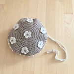 お花のネットバッグ　ベージュ　エコバッグ　