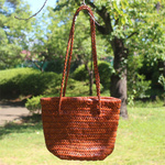 牛革 革編み込み かごバッグ 籠 レザー メッシュ鞄 BAG バッグ リゾート 手提 カゴ