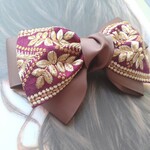 バレッタ〈インド刺繍リボン〉17