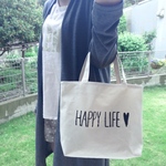 HAPPY LIFE  Mサイズ ロゴトートバッグ