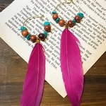 フォークロア フェザーピアス pink