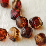 3粒 9mmローズ×セピア チェコガラスビーズ gr-279