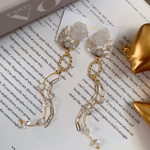 高品質天然石💎淡水パールビジューチェーン⛓️デザインピアス&イヤリング
