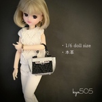 1/6 doll size本革バッグ　シルバーブラック