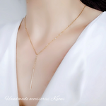 Y字 ステンレス  スティック ネックレス　Y字 ネックレス　華奢　オフィス　可愛い　シンプルネックレス