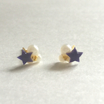 小粒な星とパールのピアス ノンホール可