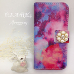 iPhone6/6s 手帳型ケース*パールビジュー*お花*春