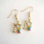 イニシャルN☆お花と鳥のピアス