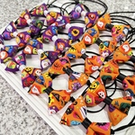 わんちゃん用　ハロウィン第二弾パープルオレンジトリミングチョーカーふわふわリボン18個セット