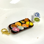 ミニチュアフード お寿司プレートC・高級緑茶付きチャーム or 片方ピアス