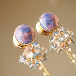 七宝焼 黄昏花火ピアス ~Mauve×Lavender~
