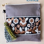 [在庫処分] インド刺繍リボン　フラットポーチ