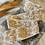 30cm/50cm  インド刺繍リボン  シルク  花柄　アイボリー  #ws23