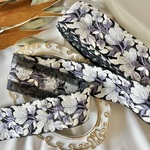 30cm/50cm  インド刺繍リボン  チュール  花柄  パープル（ブラックチュール）