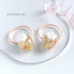 【252】いちごのヘアゴム　お花　オレンジ　レジン　キッズ　子供　花　苺　ベビー