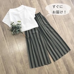 現品のみ🌻サラサラ ストライプ 着心地抜群 ガウチョパンツ