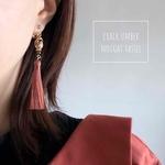 【再販】秋色 ヌガーのアンバー タッセル col.ラセットブラウン【ピアス/イヤリング】琥珀 べっこう 限定品