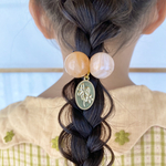 キッズ 丸玉 ポンポン チャーム付き ヘアゴム 2本セット orange lily