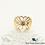 【4ミリ 　ゴールドカラー】ネットリング　カボションリング　I0023