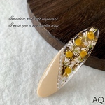 【AQ】ミモザ ユーフォルビア レジンヘアクリップ ヘアピン 押し花ヘアクリップ 