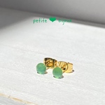 グリーンオニキス ローズカット 4mm サージカルステンレス製 ピアス ゴールドカラー