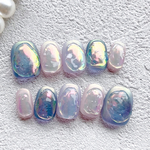 ⟬ 再販⟭うるうるユニコーンカラーの氷ネイルnailhousejillme オーロラカラー マットネイル 