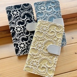 手帳型　刺繍のフラワーガーデンiPhoneケース