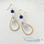 ラピスラズリとブルーレースのゆらゆらしずくピアス